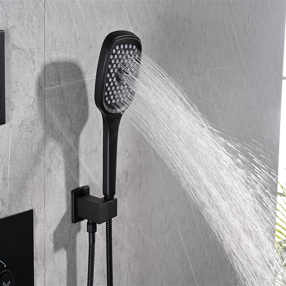 dusjkran,regndusjhodesystem / termostatisk blandeventilsett - regndusj moderne malte overflater monteres inne i messingventil badekar dusj blandebatterier 2025 - $971.99 –P3