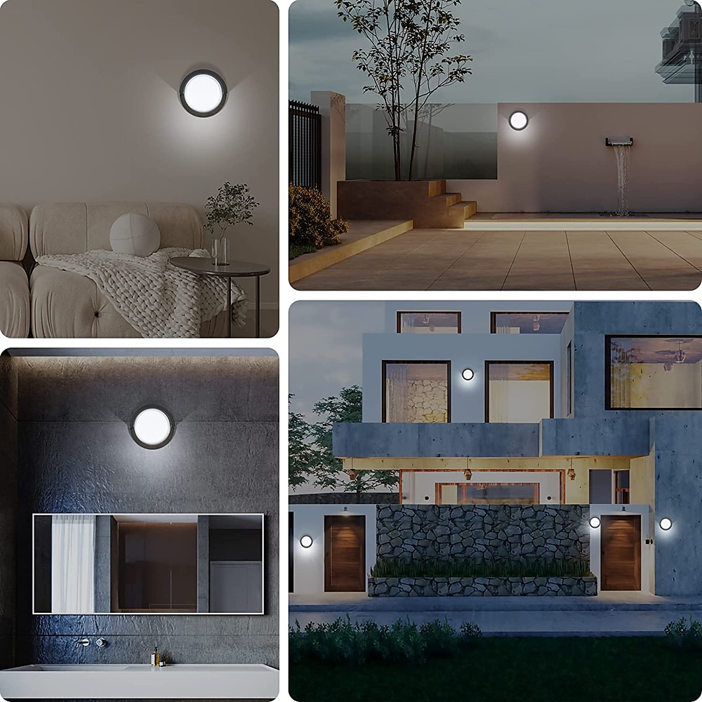 Outdoor Wall Lamp Porch Lamp 12W LED Matte Black Exterior Wall Lamp 3 Colors Can be Changed Suitable for Installing Wall Courtyard Lamp Garage Aisle Backyard Garden AC85-265V 2025 - $82.99 –P5