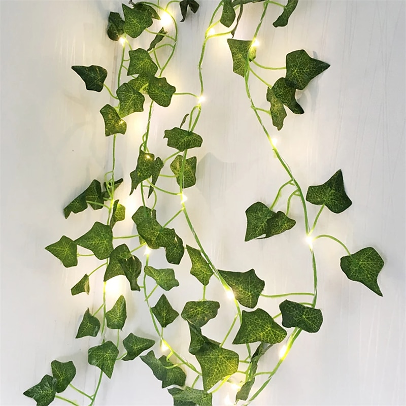 piante artificiali led luci a corda 2m rampicanti foglie verdi casa natale matrimonio esterno edera vite luci fatate decorazione lampada fai da te giardino pensile patio cortile (senza batteria) del 2025 a $16.49 –P2