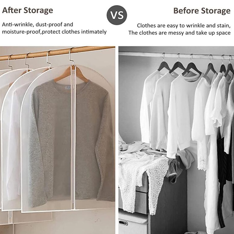 hangende kledingzakken doorzichtig (24x40 inch/5 stuks) lichtgewicht doorzichtige pakzak volledige ritssluiting stofdichte kledinghoeszakken hangende kledingzakken voor kleding met opbergruimte in de 2026 - $17.49 –P2