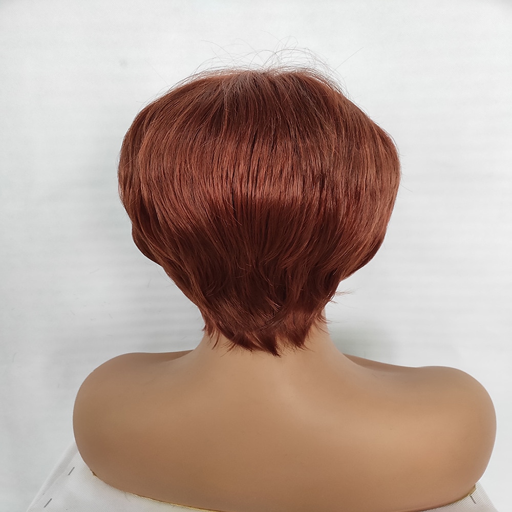 Synthetische Perücken Locken Mit Pony Maschinell gefertigt Perücke Kurz Rotbraun Synthetische Haare Damen Weich Klassisch Einfach zu tragen Rotbraun / Freizeitskleidung / Party / Abend 2025 - $24.99 –P2