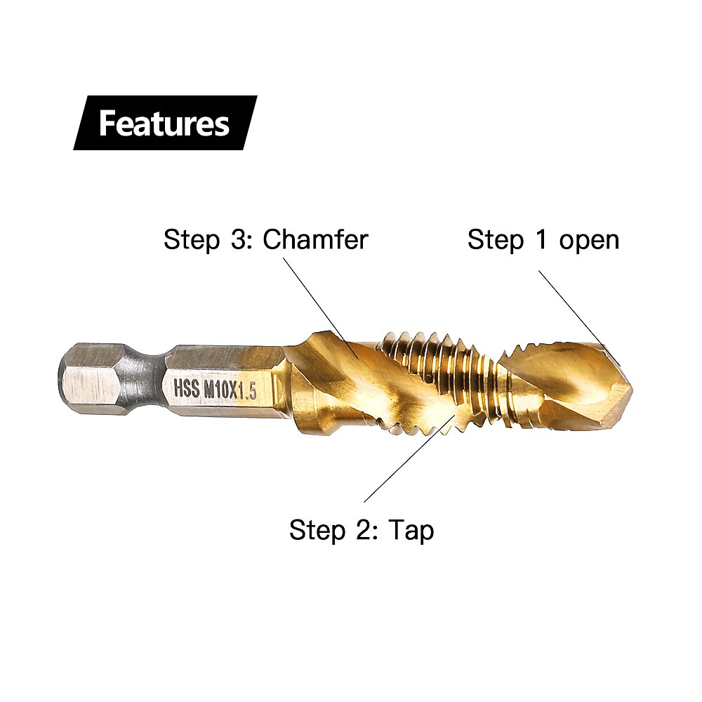 6pc HSS4341- Compound Tap Drill Bits Cobalt Taps Metric Combination Drill Bits 1/4 inch Hexagonal Quick-change Metal Drilling Tool 2025 - $19.99 –P3