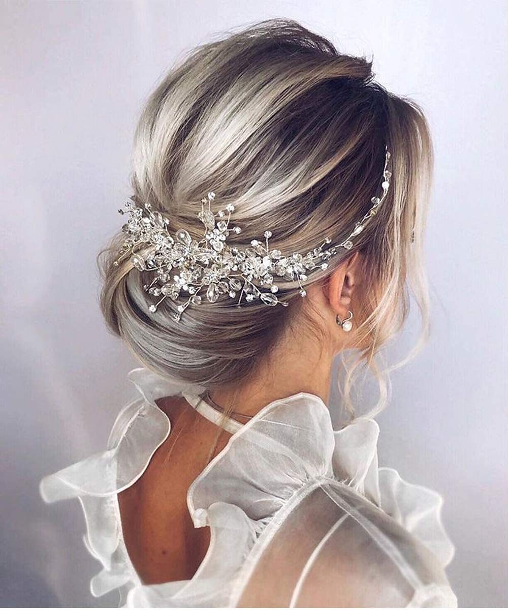 Bijoux de mariée accessoires de cheveux en forme de cristal fait à la main bande de cheveux or et argent cristal gaze robe accessoires coiffure de 2026 ? $18.99 –P1
