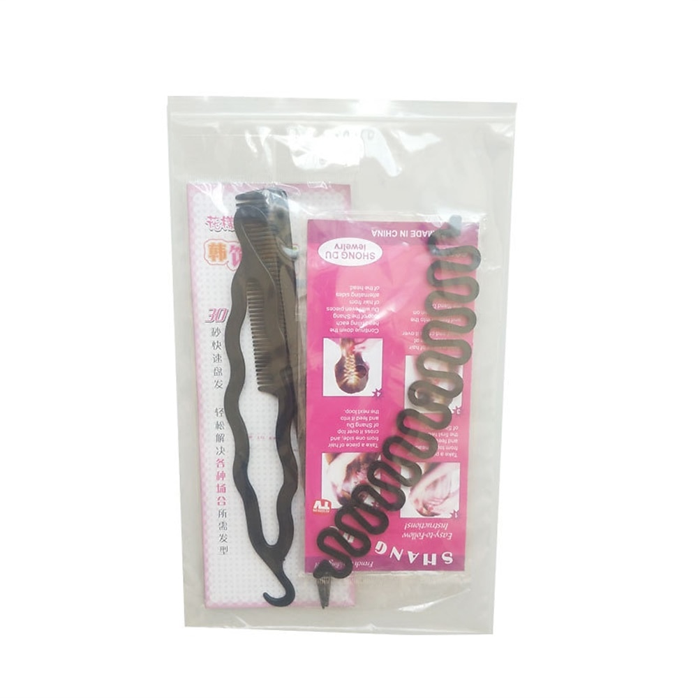 Cheveux enroulés 4 pièces en épingle à cheveux tresse en queue de poisson peigne à queue pointue double crochet rotule ensemble outils de coiffure de 2025 ? $6.99 –P4