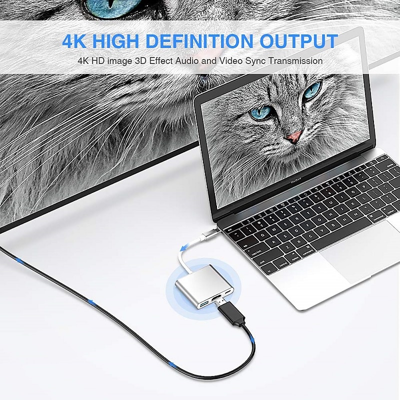USB-C to HDMI Adapter (Supports 4K/30Hz) - Type-C 3-in-1 Converter Cable for MacBook Pro MacBook Mac Pro iMac Chromebook etc. USB 3.0 Type-C Devices 2025 - $19.99 –P3