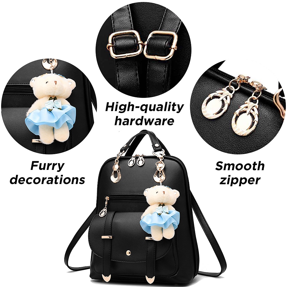 Backpack Purse for Women Large Capacity Leather Shoulder Bags Cute Mini Backpack for Girls,Black, Back to School Gift 2026 - $35.99 –P2