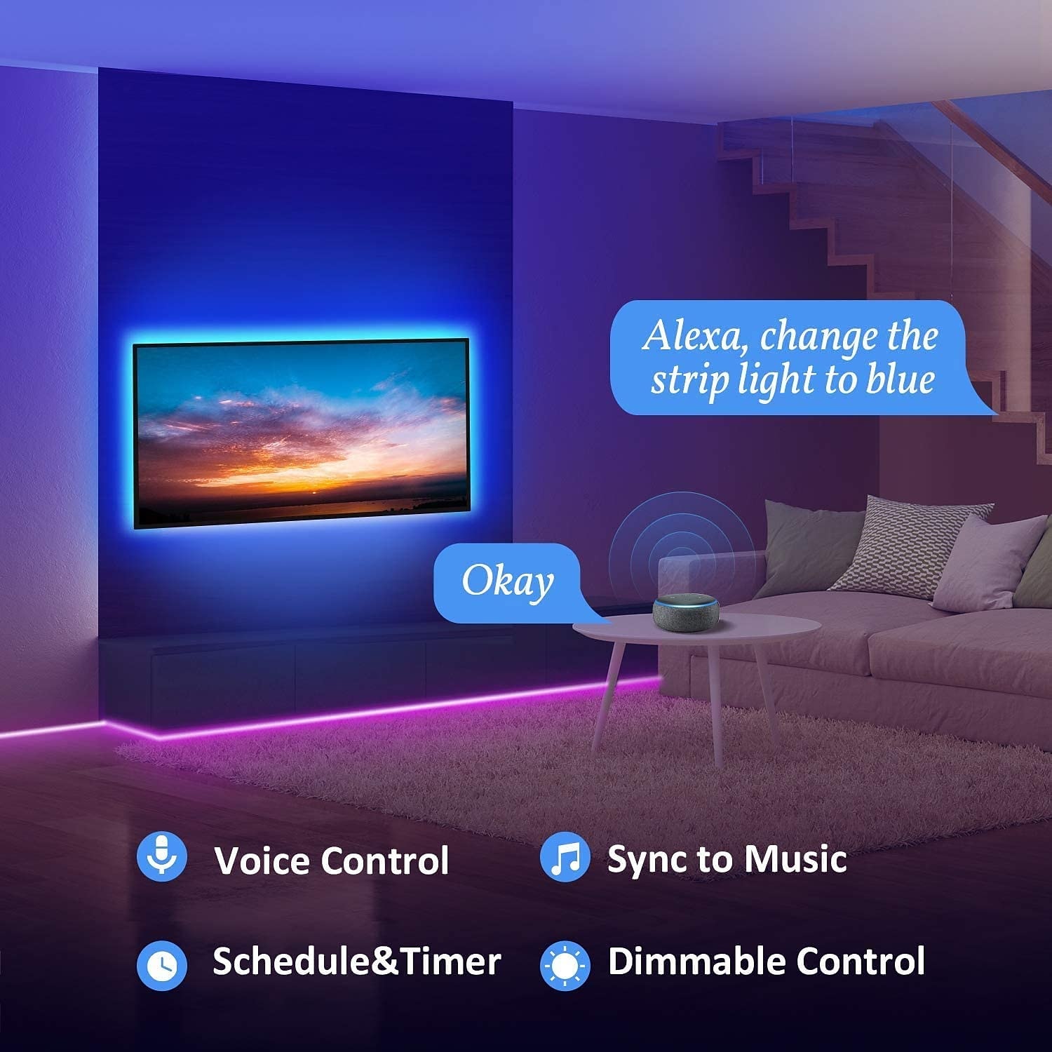2025年 5 メートル 16.4 フィート スマート テレビ led バックライト ストリップ ライト usb rgb アプリ bluetooth コントロール音楽同期色変更 smd 5050 pc モニター ゲーム ルーム 5 v  コレクション – $13.99 –P12