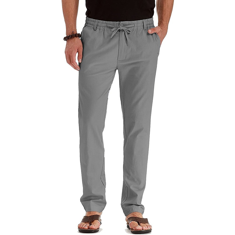 Per uomo Pantaloni di lino Pantaloni Pantaloni estivi Vita elastica Multi tasca Liscio Comfort Traspirante Lunghezza intera Attività commerciale Informale Essenziale Informale Taglia piccola Nero del 2025 a $21.99 –P15