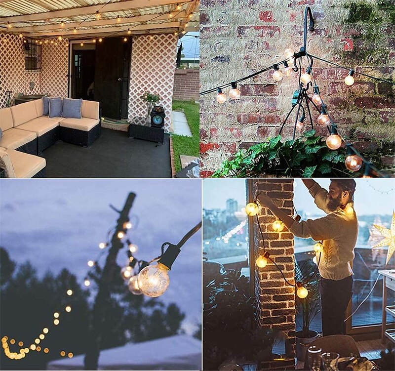 Globe String Lights 15m/50FT 50LEDs G40 Outdoor Hanging Globe Patio Lights with 50 Clear Bulbs(2 Spare) UL Listed Connectable Backyard Lights for Indoor Outdoor Decor 50 Hanging Sockets E12 Base 5W Bulb Black 2025 - $60.99 –P10