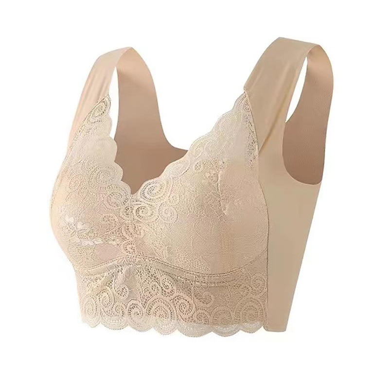 trådlösa behåar för kvinnor vadderade behåar full täckning v-hals andas push up spets ren färg pull-on stängningsdatum ledig daglig nylon sexig 1st svart blå/bh &amp; braletter / 1 st hemkläder 2025 - $11.99 –P6
