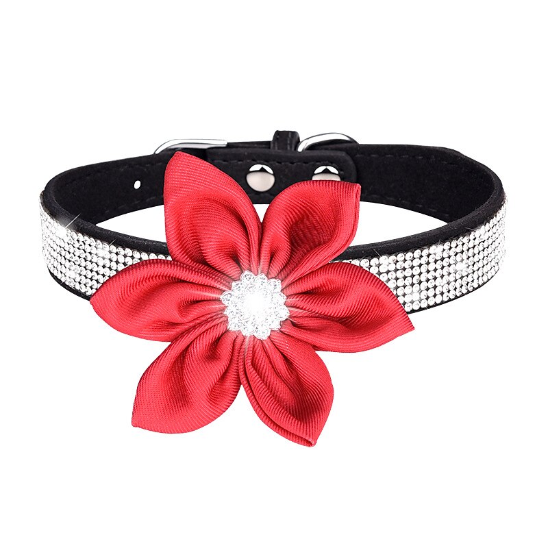 coleira de cachorro de strass coleira de cachorro rotulação placa de identificação coleira de cachorro anti-perdida flor removível cachecol de gato de 2025 por $18.49 –P2