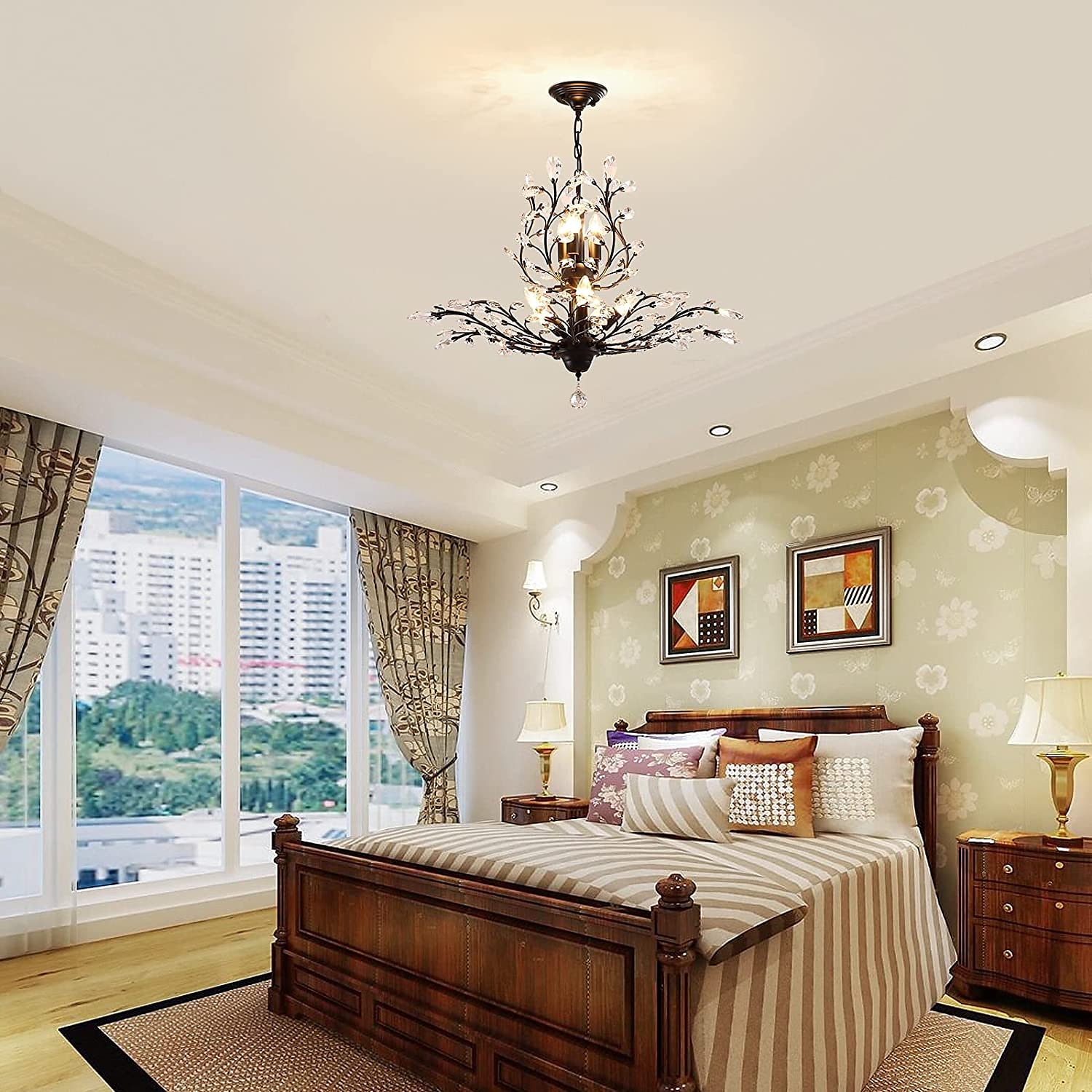 Crystal Chandelier Retro 4 Heard 8 Heard Chandeliers K9 Transparent Crystal Chandelier Ceiling Lamp Living Room Bedroom Dining Room Porch Corridor 2025 - $378.29 –P10
