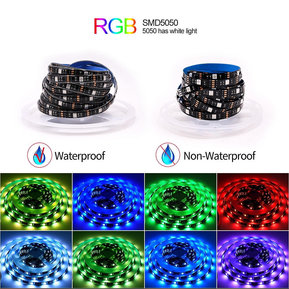 Bande lumineuse LED étanche avec télécommande, bandes lumineuses USB RVB multicolores, synchronisation de la musique Bluetooth, changement de couleur pour le rétroéclairage du téléviseur, la chambre, la cuisine, la fête et la décoration extérieure de 2025 ? $12.99 -P11