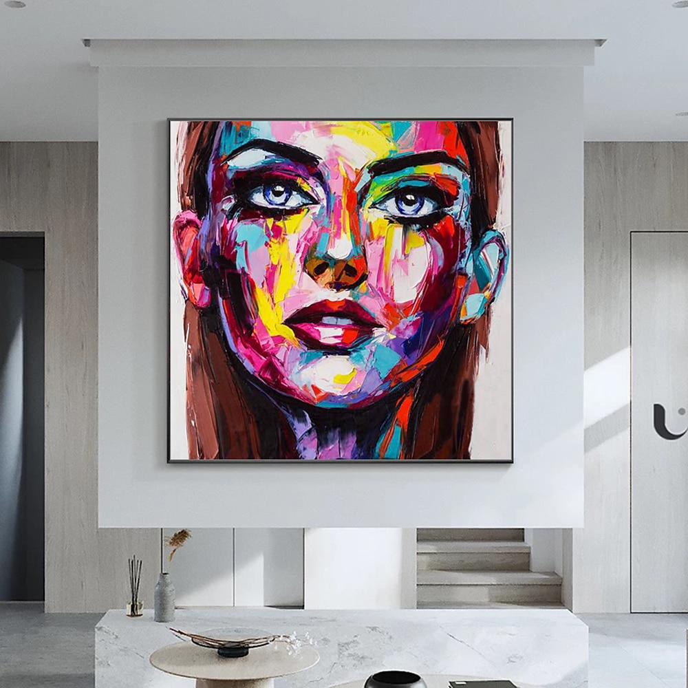 Mintura Handmade Girl Oil Painting On Canvas Abstract Wall Art Modern Home  Decor