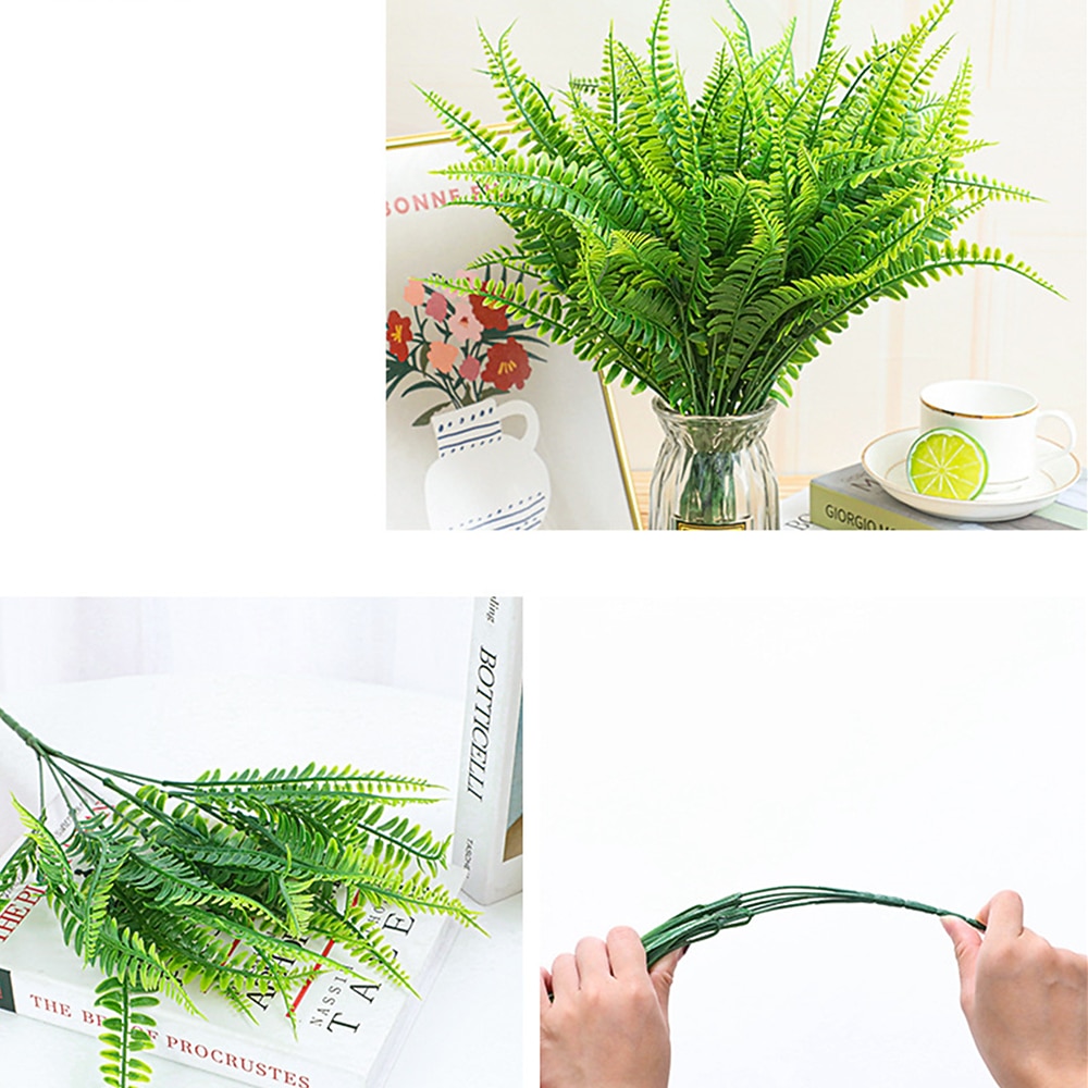 Felci artificiali per la casa all'aperto 5 pezzi piante artificiali da esterno felce finta felce finta Boston verde pianta in plastica resistente ai raggi UV decorazione di nozze del 2025 a $12.49 –P6