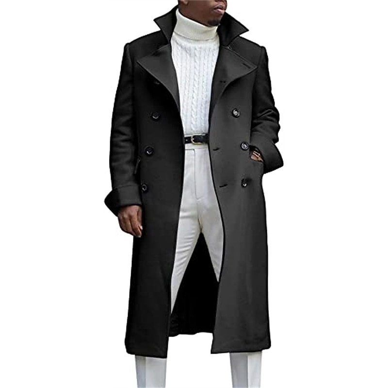 Herren Wintermantel Peacoat Geschäft Casual Winter Polyester Windundurchlässig warm halten Oberbekleidung Bekleidung Stilvoll Casual nicht druckbar Einfarbig Tasche Ständer Einreihiger Verschluss 2025 - $74.99 –P2