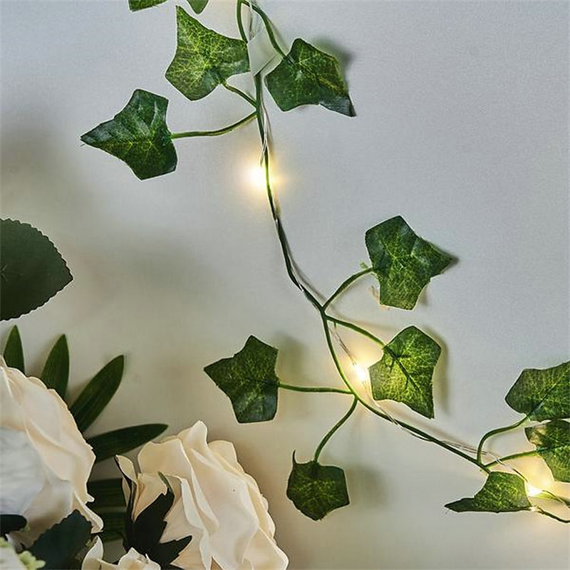 piante artificiali led luci a corda 2m rampicanti foglie verdi casa natale matrimonio esterno edera vite luci fatate decorazione lampada fai da te giardino pensile patio cortile (senza batteria) del 2025 a $16.49 –P12