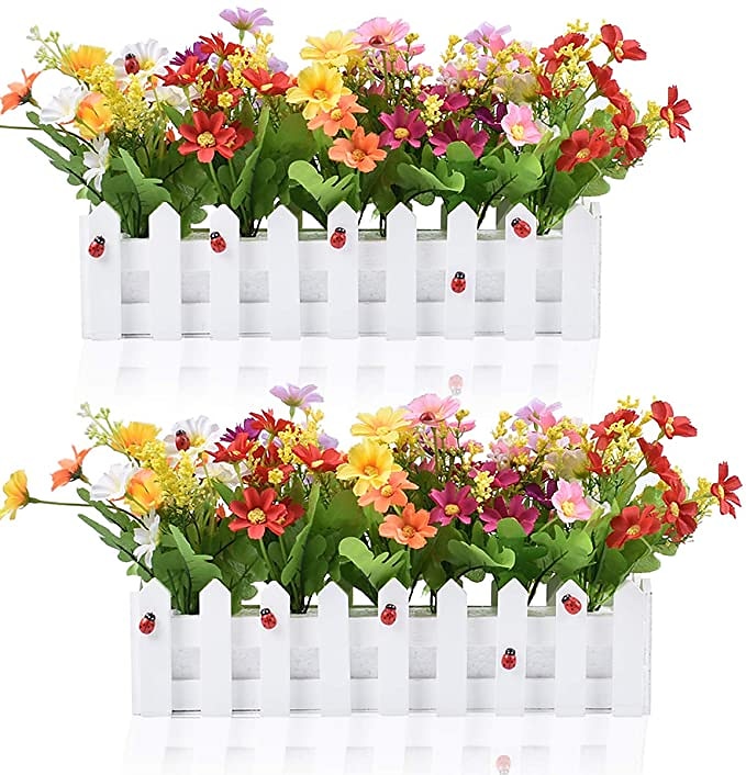 Künstliche Blumenpflanzen – gemischte Farbgänseblümchen im Lattenzauntopf für Innenbüro, Hochzeit, Heimdekoration, künstliche Blumen für Hochzeit, Bogen, Garten, Wand, Heimparty, Hotel, Büro, 2025 - $13.99 –P7
