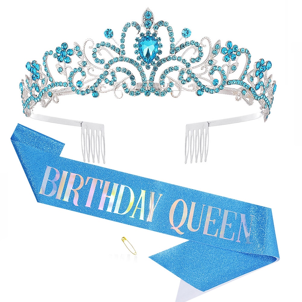 coroana de ziua de nastere & set fete de ziua de naștere, diademe și coroane cu strass pentru femei fete diademă de aur ziua de naștere canapea de aur prințesă diademe coroane regina pentru petrecerea 2025 - $37.99 –P8
