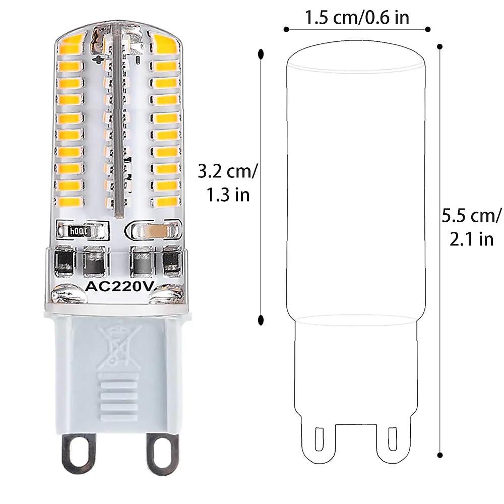 2025年 g9調光可能LEDバイピンコーン電球72led600lm5w3014smdウォームクールホワイト360°ビームアングルシャンデリアランプ40wハロゲン相当ac110vac220v コレクション – $44.99 –P2