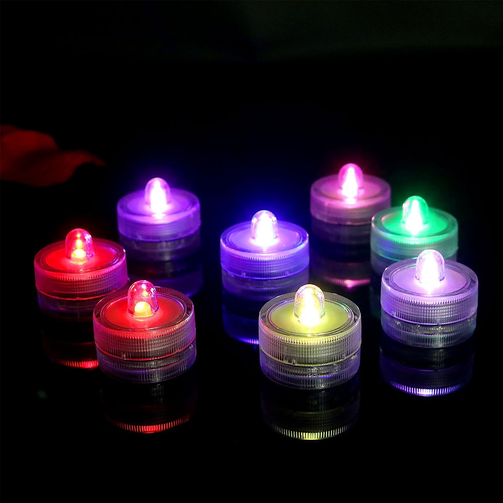 nedsenkbare led-lys 12 stk vanntett rgb undervannslys for bryllup telys badestamp dam akvarium svømmebasseng fest vase dekorasjon belysning 2025 - $17.49 –P14