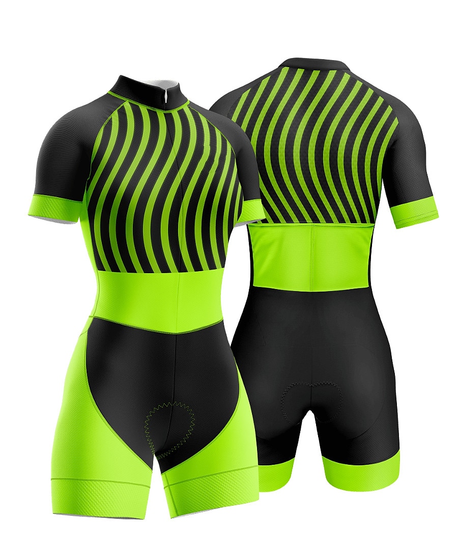 Naisten Triathlon Tri -puku Lyhythihainen triatlon Hopea Tumman harmaa Metsän vihreä Kuvitettu Pyörä Lycra Urheilu Kuvitettu Vaatetus 2025 - $47.99 –P10