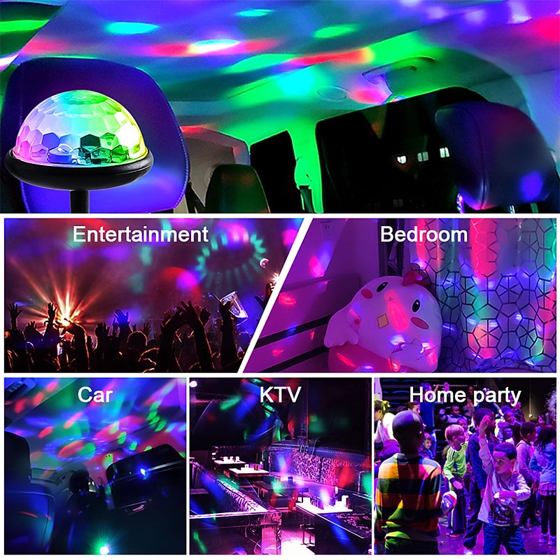 dj verlichting geluid party auto usb mini disco bal lichten rgb multi kleur auto sfeer kamer decoraties lamp magische stroboscoop 2026 - $14.99 –P8