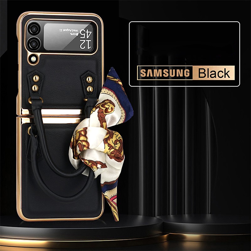 telefono Custodia Per Samsung Galaxy Z Flip 5 Z Flip 4 Z Flip 3 Copertura Posteriore Portatile Moda Protezione Completa Tinta unita PC Pelle PU del 2025 a $35.99 –P7