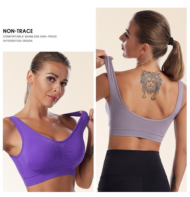 roupa íntima feminina plus size profundo u confortável beleza costas colete de ioga com almofadas sem anel de aço sutiã esportivo à prova de choque roupas para casa de 2025 por $9.49 –P14