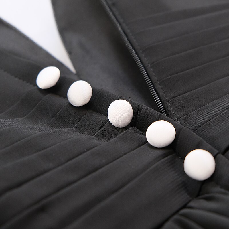 Robe de soirée A-Line robe empire noire invité de mariage longueur de sol manches longues col en V chiffon dos en V avec fente robe de masquerade couleur pure pour impressionner 2025 de 2025 ? $161.99 –P9