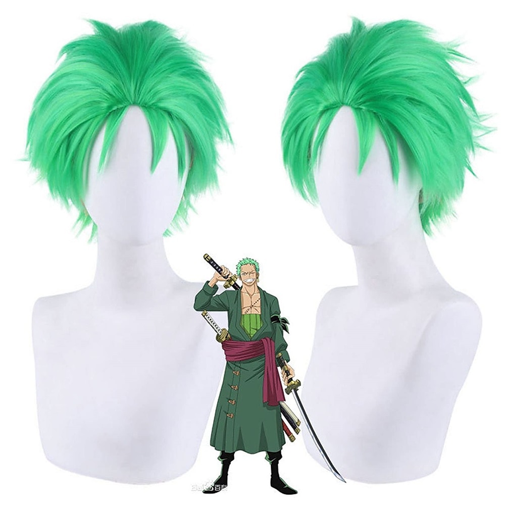 un pezzo roronoa zoro parrucche breve roronoa zoro un pezzo parrucche verde cosplay capelli sintetici anime del partito sintetico di halloween del 2025 a $23.99 –P5
