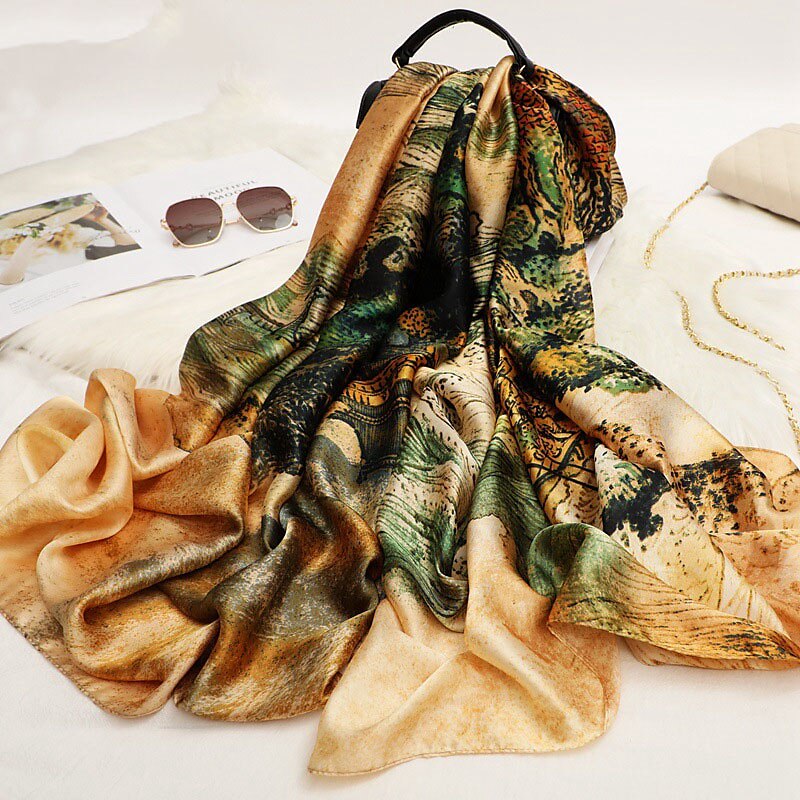 sciarpa di seta delle donne di inverno della stampa di modo della signora della spiaggia dello scialle sciarpe caldo liscio foulard hijab femminile del 2025 a $9.99 –P6