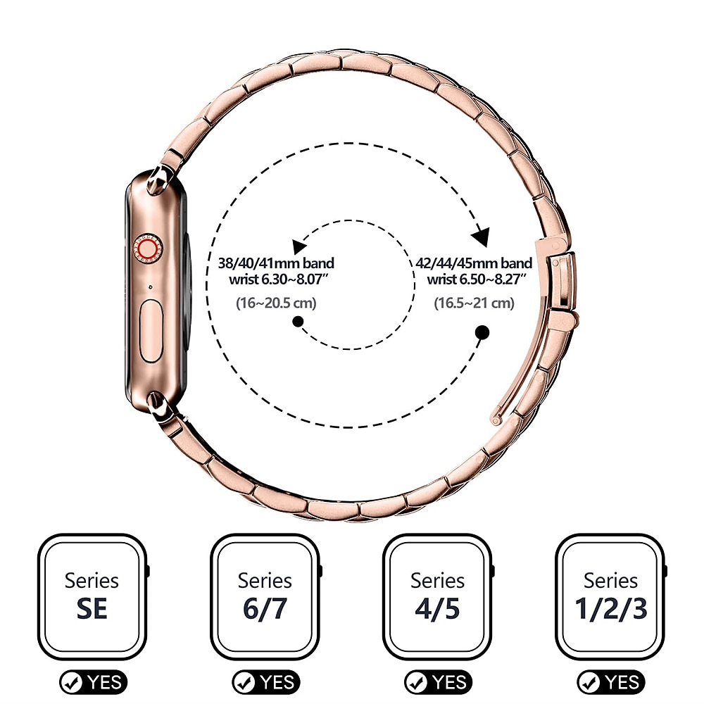 Link Bracelet Compatible with Apple Watch band 38mm 40mm 41mm 42mm 44mm 45mm 49mm Buckle Luxury Metal Clasp Stainless Steel Strap Replacement Wristband for iwatch Series Ultra 8 7 6 5 4 3 2 1 SE 2025 - $15.99 –P2