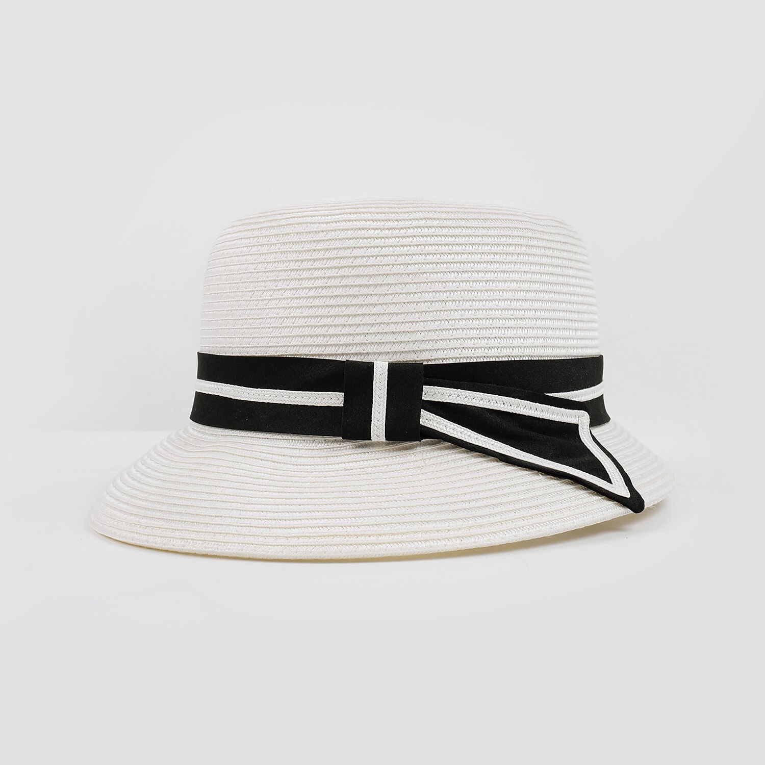Böhmische Strand-Strohkopfbedeckung / Strohhüte mit Satinschleife lässig / Urlaubskopfbedeckung / Sonnenschutz 2025 - $22.99 –P12