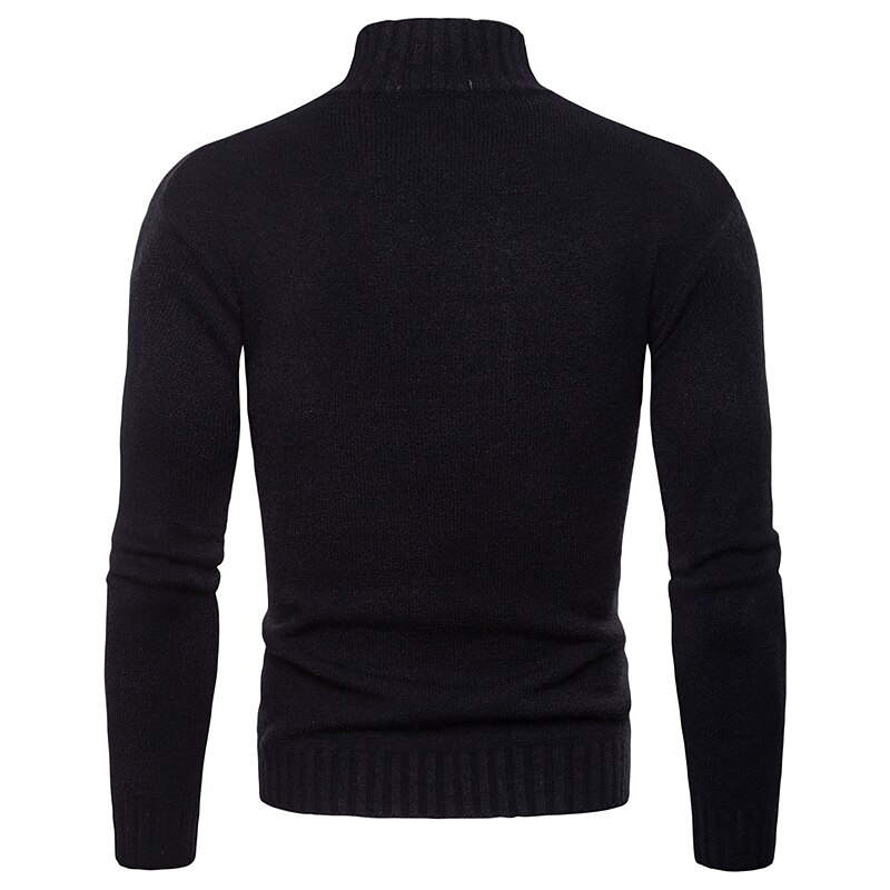Férfi Pulóver Pulóver pulóver Garbó Bordázott Kötött Kötött Tömör szín Állógallér Alap Alkalmi Napi Szabadság Ruházat Tél Ősz Fekete Katonai zöld M L XL 2025 - $26.99 –P5