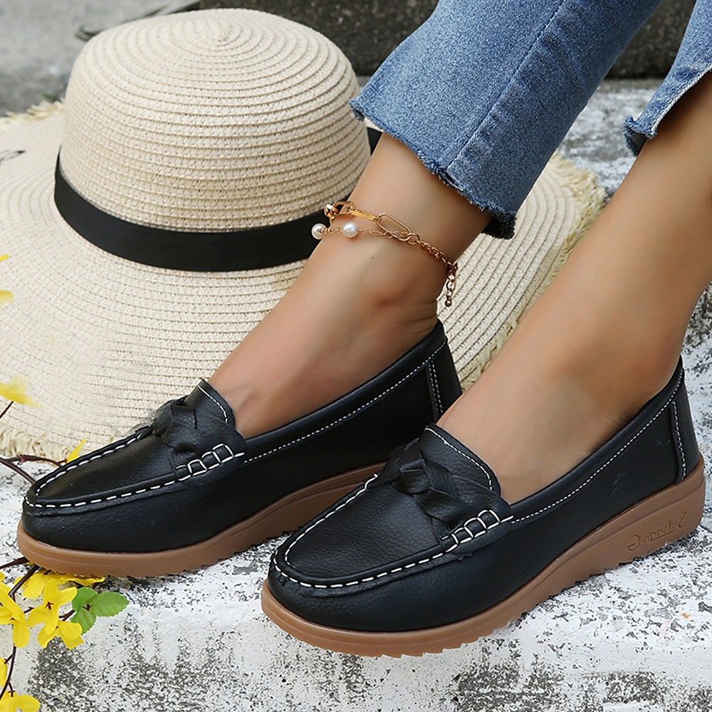 Women's Navy Blue Loafers – Comfortable Slip-On Moccasins with Bow Accent and Non-Slip Sole for Casual Everyday Wear 2026 - $26.99 –P8