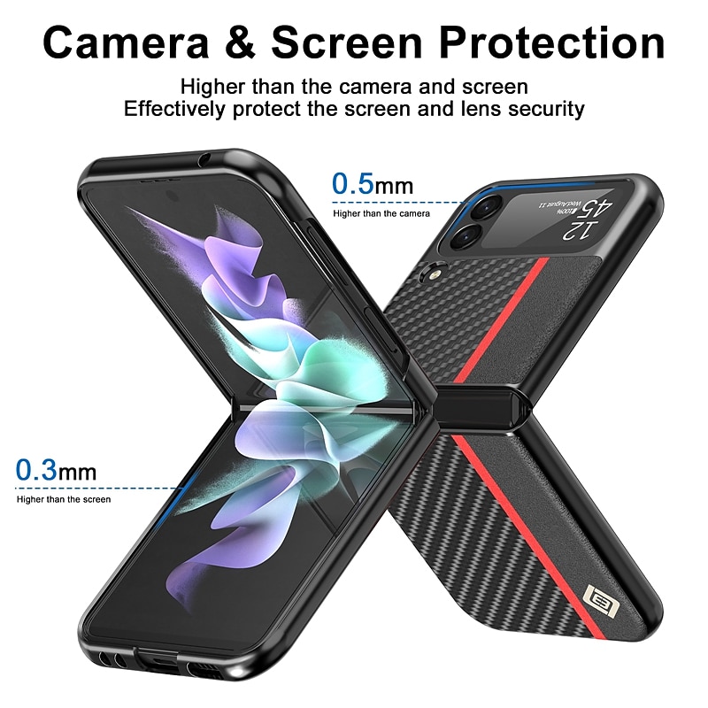 Phone Case For Samsung Galaxy Z Flip 6 Z Flip 4 Z Flip 3 Flip Flip Solid Colored PC PU Leather 2025 - $13.99 –P1