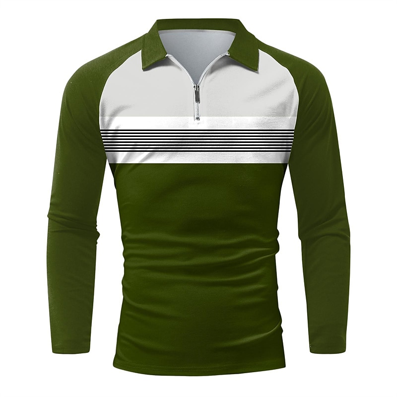 Herren Poloshirt Poloshirt mit Viertelreißverschluss Strasse Täglich Umlegekragen Viertel Postleitzahl Langarm Modisch Brautkleider schlicht Farbblock Zip Viertel Postleitzahl Frühling & Herbst 2025 - $18.99 –P4