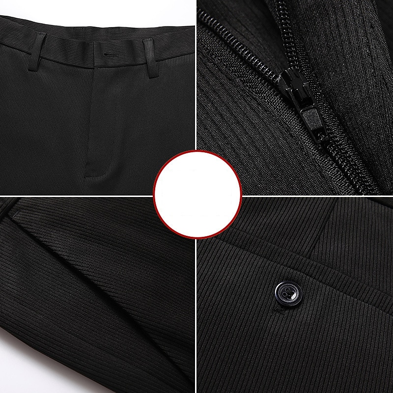 Men's Dress Pants Trousers Chinos Pocket Plain Comfort Breathable Wedding Business Casual Fashion Formal Black Navy Blue Stretchy 2023 - AED 101 –P3