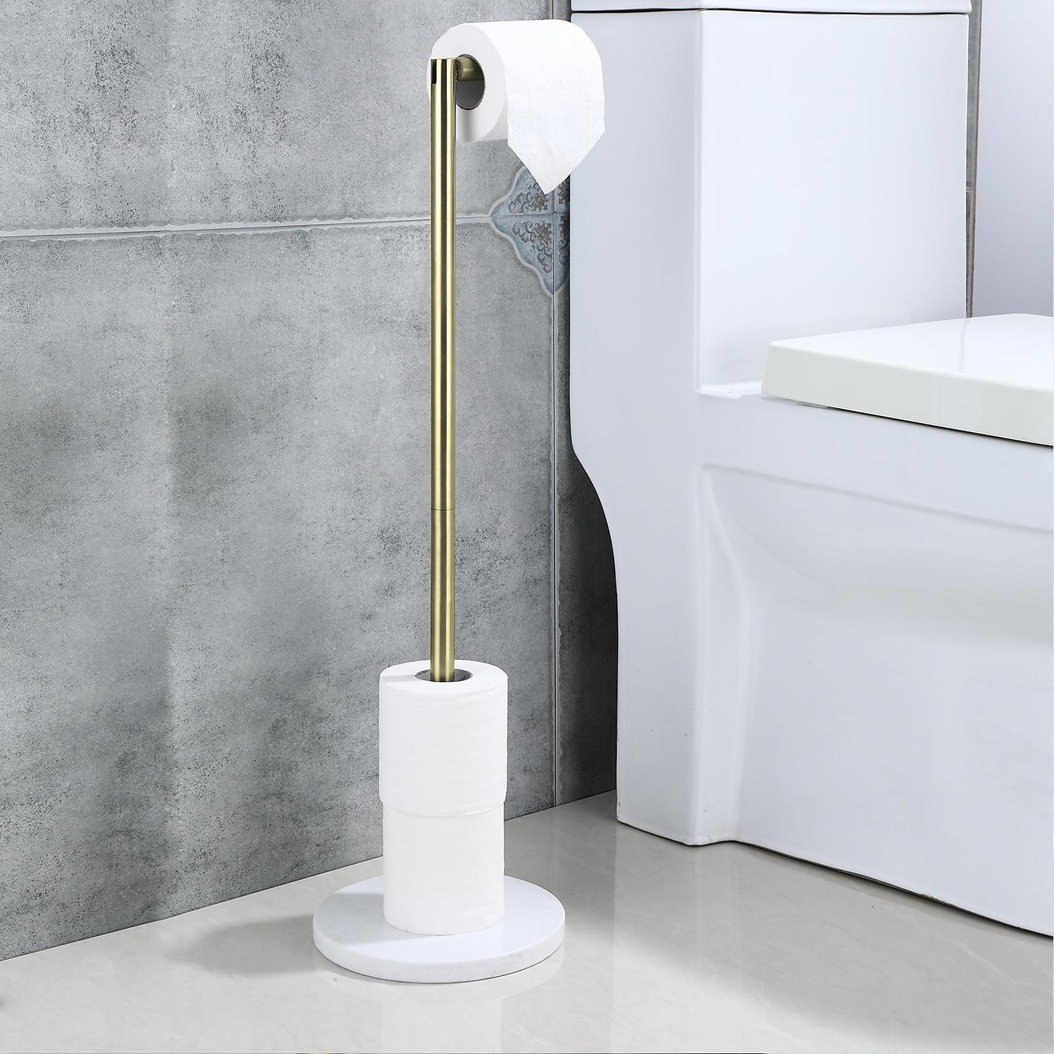 Toilet Roll Paper Holder Floor Free Standing Chrome Bathroom By