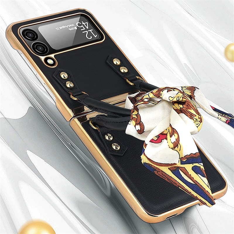 telefono Custodia Per Samsung Galaxy Z Flip 5 Z Flip 4 Z Flip 3 Copertura Posteriore Portatile Moda Protezione Completa Tinta unita PC Pelle PU del 2025 a $35.99 –P6