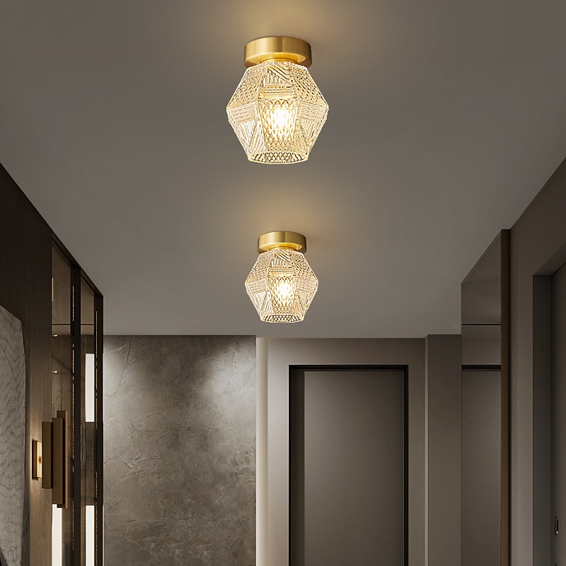 Mini lámpara de techo de montaje empotrado, cristal cerca de las luces del techo, luces de pasillo Lámparas de techo de montaje empotrado de cristal Candelabro de techo dorado (sin bombilla) 2025 - $162.99 –P4