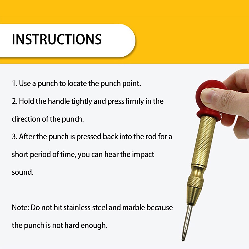 Automatic Center Punch for Metal, Spring Loaded Centre Punch, Brass Spring Loaded Nail Punch with Hss Tip and Adjustable Tension 2025 - $6.99 –P2