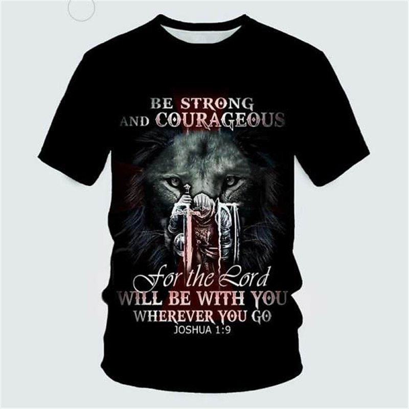Men's Templar Cross Graphic Prints Soldier T Shirt Christian T Shirts Short Sleeve T shirt 3D Print Crew Neck Shirt Vintage Sports Designer Outdoor Street Daily Black / Gray Black White Summer 2025 - $17.99 –P3
