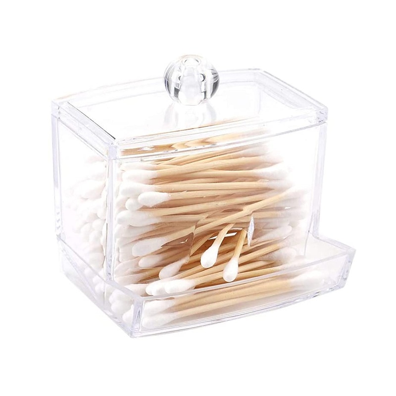 scatola portaoggetti per tamponi di cotone acrilico portatile trasparente per trucco batuffolo di cotone contenitore cosmetico custodia per gioielli in cristallo senza tamponi di cotone del 2025 a $4.99 –P4