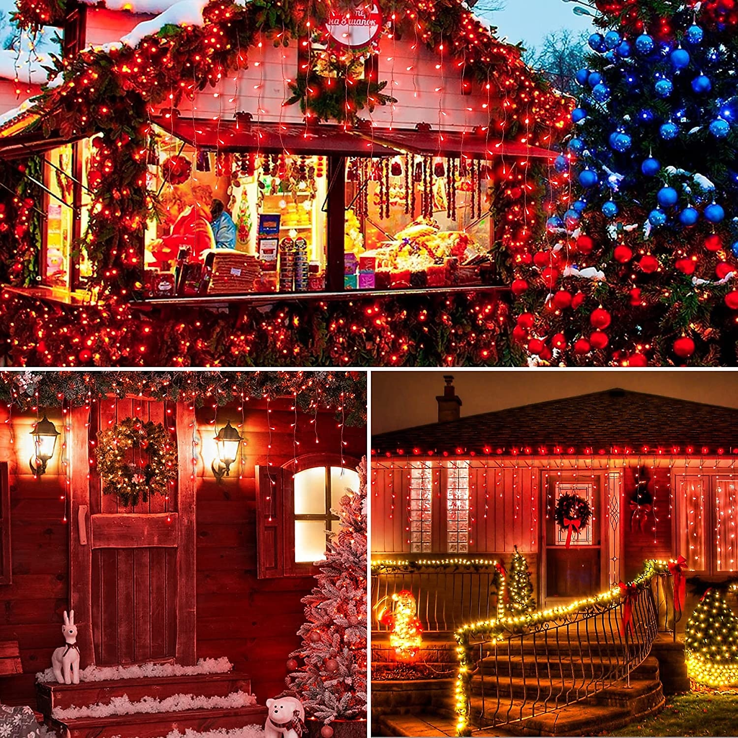 karácsonyi jégcsap fények kültéri dekoráció 10m 400 led 8 szín 8 mód vízálló meleg fehér fehér rgb 80 csepp karácsonyi eu dugj us plug uk plug au plug 2025 - $56.99 –P13