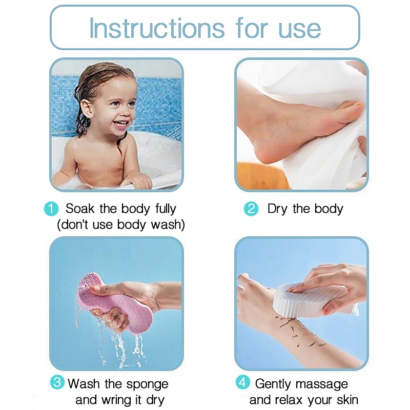 2026年 バス ボディ シャワー スポンジ スクラブ 粘着フック付き スパ スクラブ エクスフォリエーター 角質除去 大人用 子供 弾力性 再利用可能なシャワー ブラシ スキン クリーナー  コレクション – $9.99 –P7