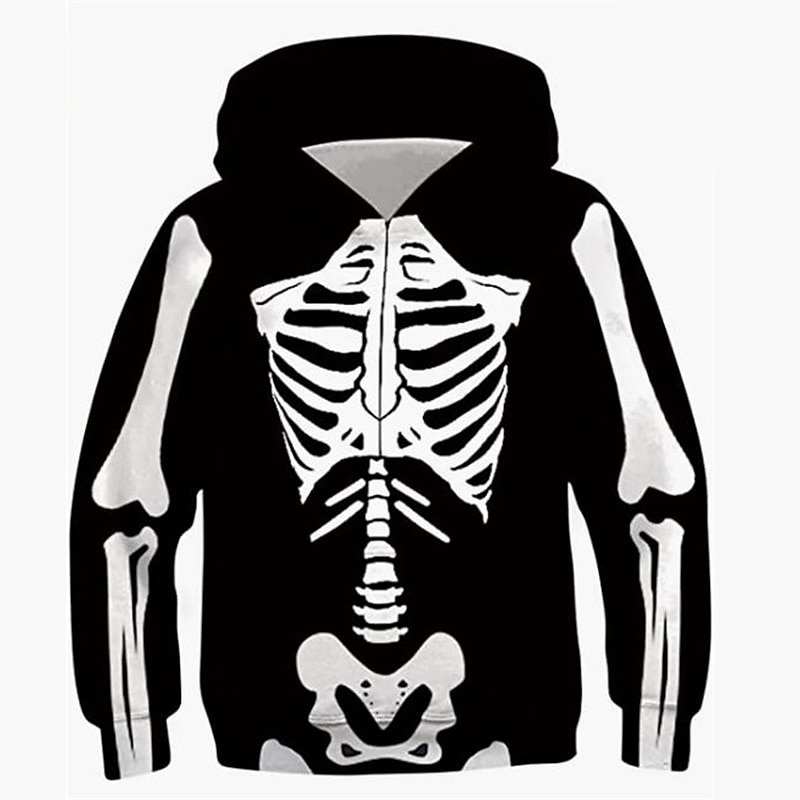 Halloween chlapci 3D lebka mikina s dlouhým rukávem 3D tisk podzim zima punk vintage sportovní polyester děti 4-12 let outdoor denní vnitřní standardní střih 2025 - $18.99 –P1