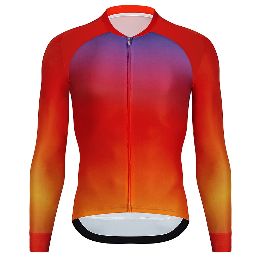 Herren Radtrikot Farbverlauf Langarm Fahhrad Trikot Oberteil mit 3 Gesäßtaschen Mountainbike MTB Straßenradsport Schnelltrocknend Reflektierende Streifen Rückentasche Feuchtigkeitsableitend Sport 2026 - $13.99 –P6