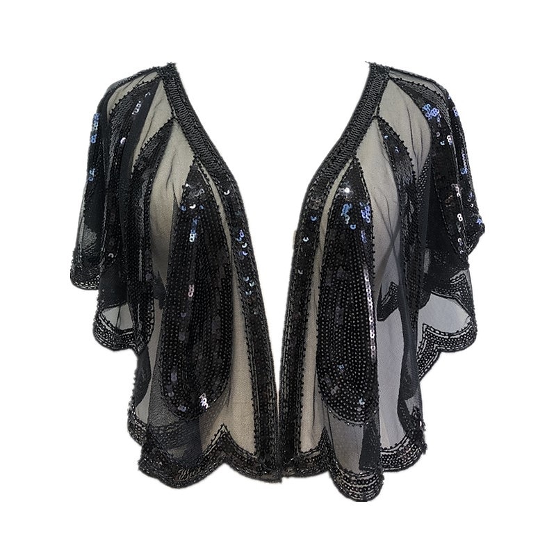 Bolero scintillante degli anni '20 scialli da donna coprispalle vintage senza maniche con paillettes per feste matrimoni e ospiti primavera estate autunno per fare colpo del 2025 a $14.99 –P4